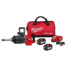 Milwaukee 2869-22HD M18 FUEL 1"" Ext. Reach D-Handle Impact Wrench Kit w/(2) 12Ah
