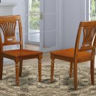 Set of 2 Plainville dinette kitchen & dining chairs w/ wood seat in saddle brown