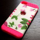 For iPod Touch 5th 6th 7th Gen - HYBRID HIGH IMPACT CASE COVER HOT PINK FLOWERS