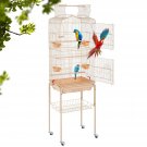BestPet 64"" Large Rolling Metal Bird Cage with Open Top, Almond