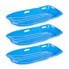 Slippery Racer Downhill Xtreme Adults and Kids Toboggan Snow Sled, Blue (3 Pack)
