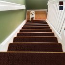 15PCS Non-Slip Carpet Stair Treads 30"" x 8"" Mats Indoor for Wooden Steps Brown