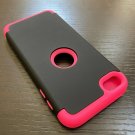 iPod Touch 5th 6th & 7th Gen - Black Pink Hard Hybrid Nonslip Armor Impact Case