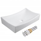 Aquaterior Bathroom Vessel Sink Porcelain Ceramic Vanity Basin Drain AQT0131