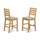 2 Cafe 24"" kitchen counter height chairs w/ fabric upholstered seat in light oak