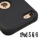 iPod Touch 5th 6th 7th Gen - HARD&SOFT ARMOR HYBRID CASE COVER BLACK RUBBERIZED