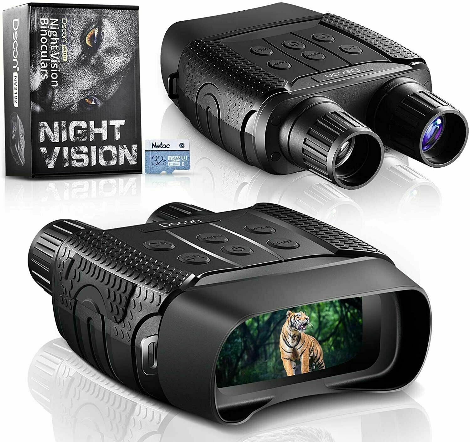 Night Vision & Day Binoculars for Hunting in 100% Darkness, Digital Infrared 32G