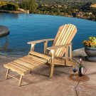 Katherine Outdoor Reclining Wood Adirondack Chair with Footrest