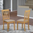 Set of 2 solid wood kitchen & dining chairs fabric padded seat light oak finish