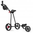 Goplus Foldable 3 Wheel Golf Pull Push Cart Trolley Scorecard Drink Holder Bag