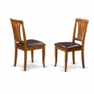 Set of 4 Avon dinette kitchen dining chairs w/ faux leather seat in saddle brown