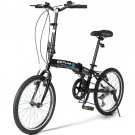 20"" 7-Speed Folding Bicycle Bike for Adult Lightweight Iron Frame Dual V-Brakes