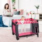 Costway Foldable Travel Baby Playpen Crib Infant Bassinet Bed Net Music w/ Bag