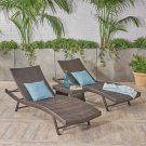 Outdoor Wicker 3 Piece Chaise Lounge Chat Set, Multibrown