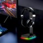 Gaming RGB Dual Headset Hanger Holder 2 USB Ports Headphone Desk Stand Universal