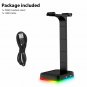 Gaming RGB Dual Headset Hanger Holder 2 USB Ports Headphone Desk Stand Universal