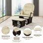 Baby Nursery Relax Rocker Rocking Chair Glider & Ottoman Set w/Cushion Beige