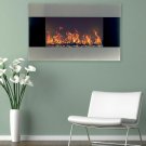 Stainless Steel Electric Fireplace with Wall Mount & Remote 35 x 22 1500W