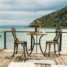 3Pcs Patio Table Chairs Furniture Bistro Set Cast Aluminum Outdoor Garden Bronze