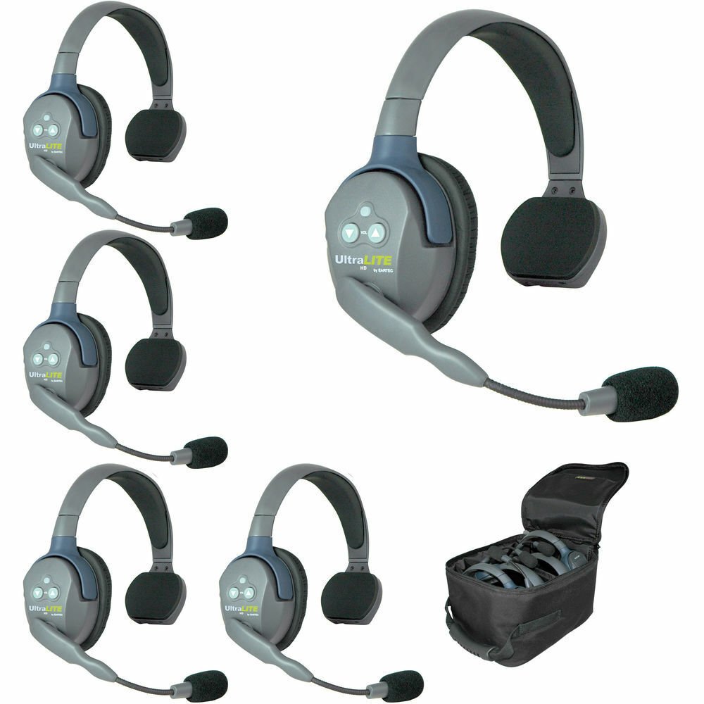 Eartec UL5S 5-Person Full Duplex Wireless Intercom with 5 Ultralite Headsets