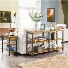 55 in Industrial 3 Tiers Console Table Sofa Table Hallway Table for Living Room