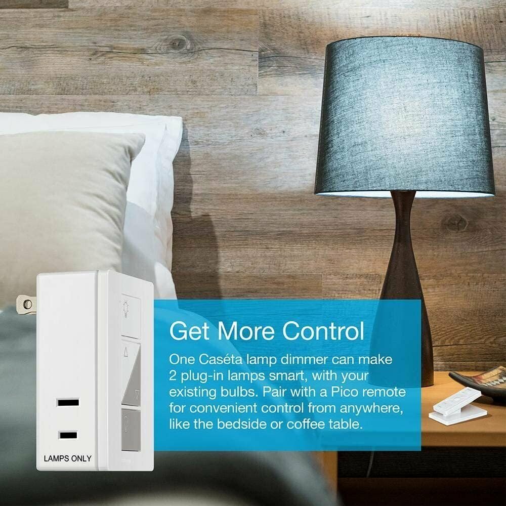 Lutron Caseta Smart Home Plug-in Lamp Dimmer Switch and Pico Remote Kit,...