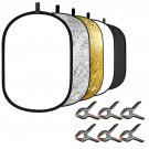 Neewer 5-in-1 Photography Light Reflector with 6-Pack Backdrop Clamps Kit: Portable Oval