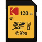 Kodak 128GB UHS-II U3 V90 Ultra Pro SDXC Memory Card - Up to 3000MB/s Read Speed and 270M