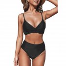 Women'S Bikini Sets Two Piece Swimsuit High Waisted V Neck Twist Front Adjustable Spaghett