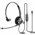 Usb Headset With Microphone Noise Cancelling, Mono Computer Headphone For Call Center Offi