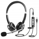 Usb Computer Headset With Microphone For Laptop Pc,3.5Mm Wired Stereo Call Center Headset