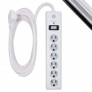 Ge 6-Outlet Surge Protector, 10 Ft Extension Cord, Power Strip, 800 Joules, Flat Plug, Twist-To-Cl