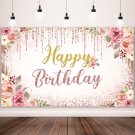 Happy Birthday Backdrop Decorations For Women Background Party Supplies Rose Backdrop Photography