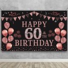 60Th Birthday Decorations For Women Rose Gold Birthday Backdrop Banner 5.9 X 3.6 Fts Happy Birthda