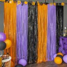 3 Pack Orange Purple Black Photo Booth Props,3.3 X 6.6 Ft Halloween Foil Fringe Curtains,Halloween