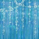 Ocean Blue Under The Sea Party Decoration Tinsel Foil Fringe Curtain Backdrop With Hanging White B