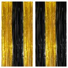 Xtralarge, Black And Gold Fringe - 8X6.4 Feet, Pack Of 2 | Black And Gold Curtains Foil Fringe | B