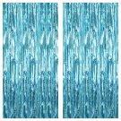 Xtralarge 6.4X8 Feet Blue Foil Fringe Curtain - Pack Of 2 Tinsel Backdrop | Ocean Theme Birthday P