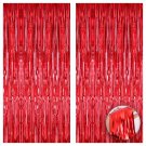 Xtralarge, 6.4X8 Feet Red Foil Fringe Curtain - Pack Of 2, Red Streamers Red Party Decorations | R