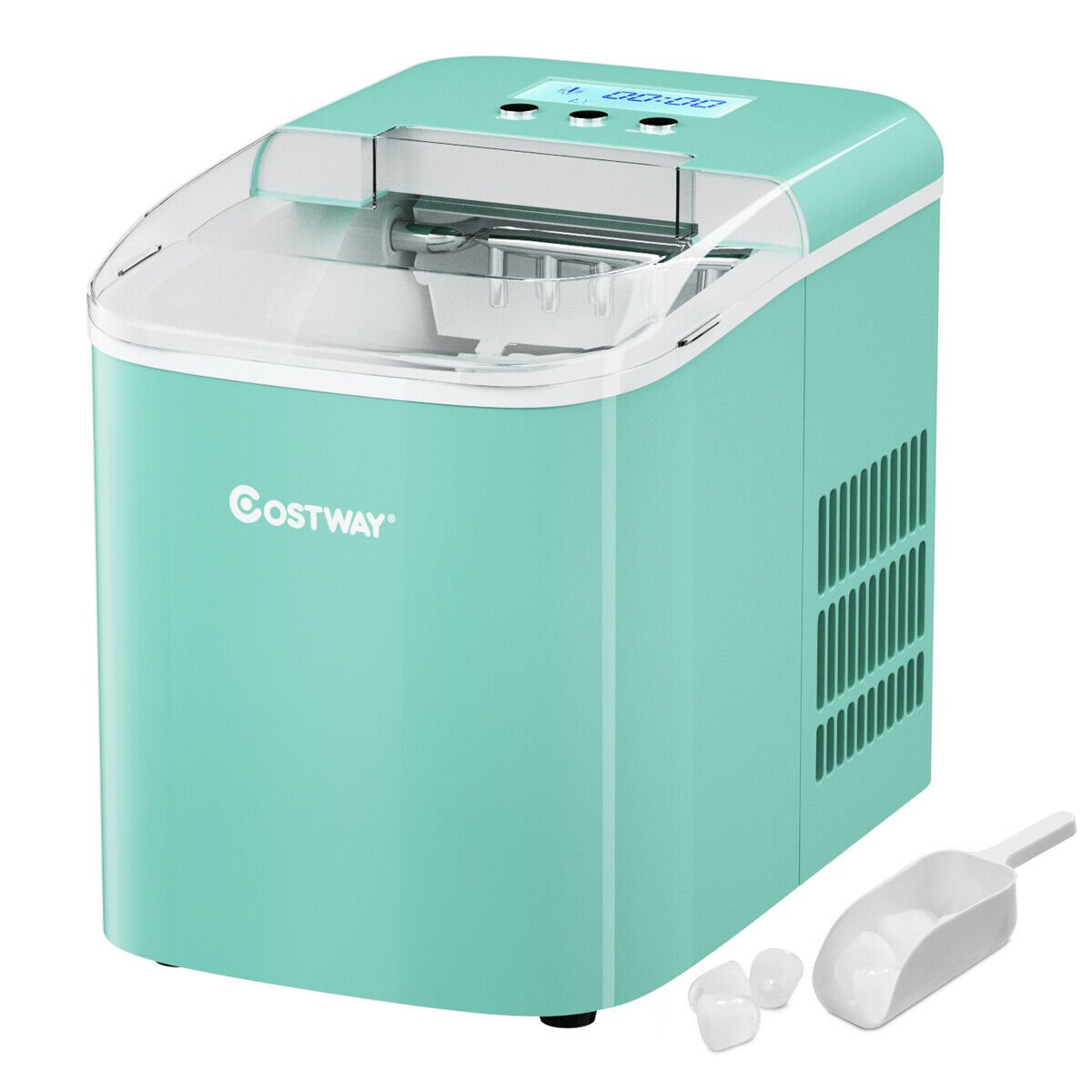 Portable Ice Maker Machine Countertop 26LBS/24H LCD Display w/ Ice Scoop Green