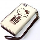 For Iphone 5C - Sanrio Hello Kitty Leather Id Card Wallet Pouch Skin Case Brown