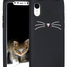 For Iphone Xr (6.1") - Soft Rubber Silicone Case Cover Black Cat Whiskers Ears