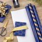 Navy & Gold Gift Wrap Paper &acirc;�� Metallic Stripes & Geometric (Set of 3 Rolls)