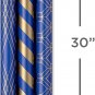 Navy & Gold Gift Wrap Paper &acirc;�� Metallic Stripes & Geometric (Set of 3 Rolls)