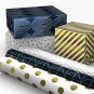 Blue Metallic Gift Wrap &acirc;�� Bulk Set of 6 Rolls w/ Stars, Dots & Stripes