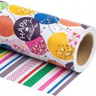 Reversible Birthday Wrapping Paper – Mini Roll 17"x33 ft, Balloons & Confetti