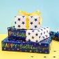 Reversible Birthday Wrapping Paper â 17"x33 ft, Blue Star Design for All Ages