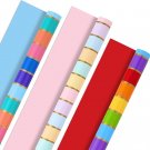 Rainbow Striped Wrapping Paper – 3 Reversible Rolls for All Occasions (75 Sq. Ft.)