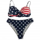 Women’s Flag Print Bikini Set – Sexy 2-Piece Lace-Up Lingerie for Summer Beach