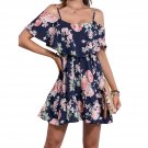 Women’s Boho Halter Dress – Off-Shoulder Ruffle Mid-Length Beach Outfit